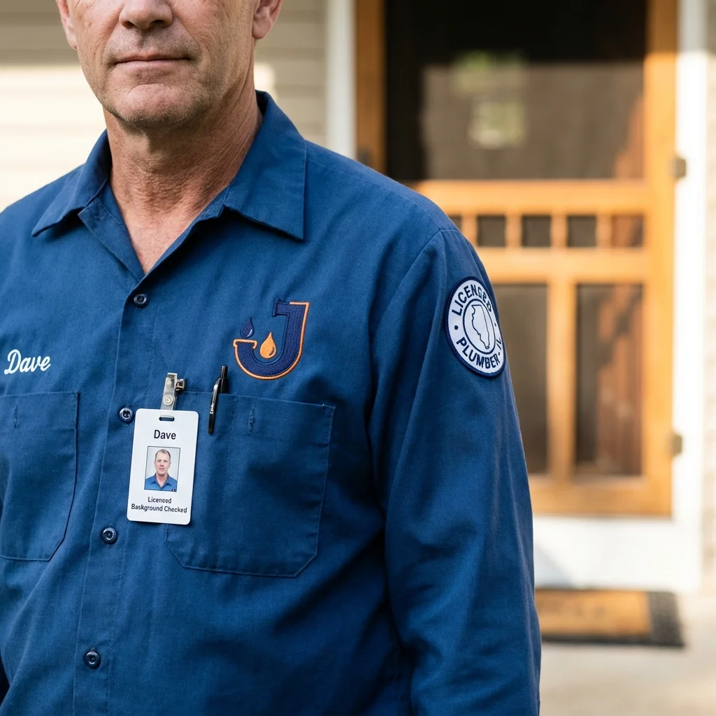 Licensed plumber showing ID badge in Tipton, IN